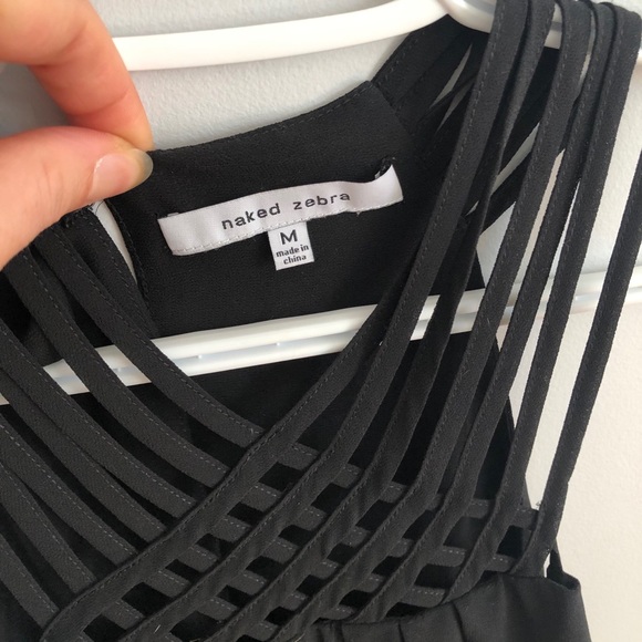 Black Work Top/Blouse with Strappy Neck Detailing - Picture 3 of 5